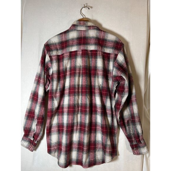 VTG Field and Stream Mens Red Size LT Large TALL Shirt Flannel Plaid Distressed - Picture 9 of 16